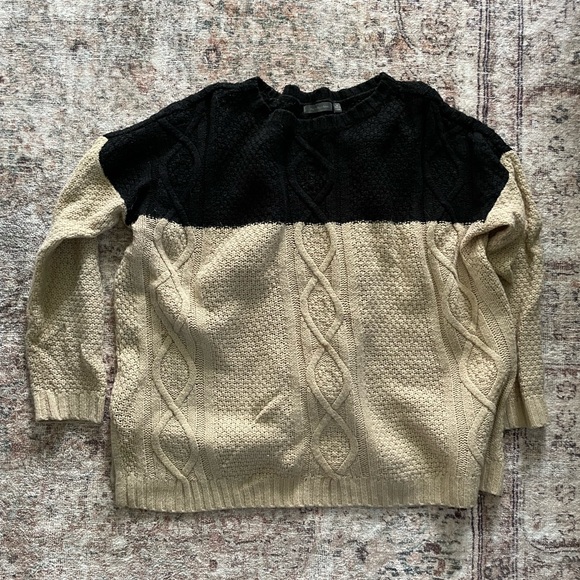 NY Collection Sweaters - Brown and black oversized knit sweater
